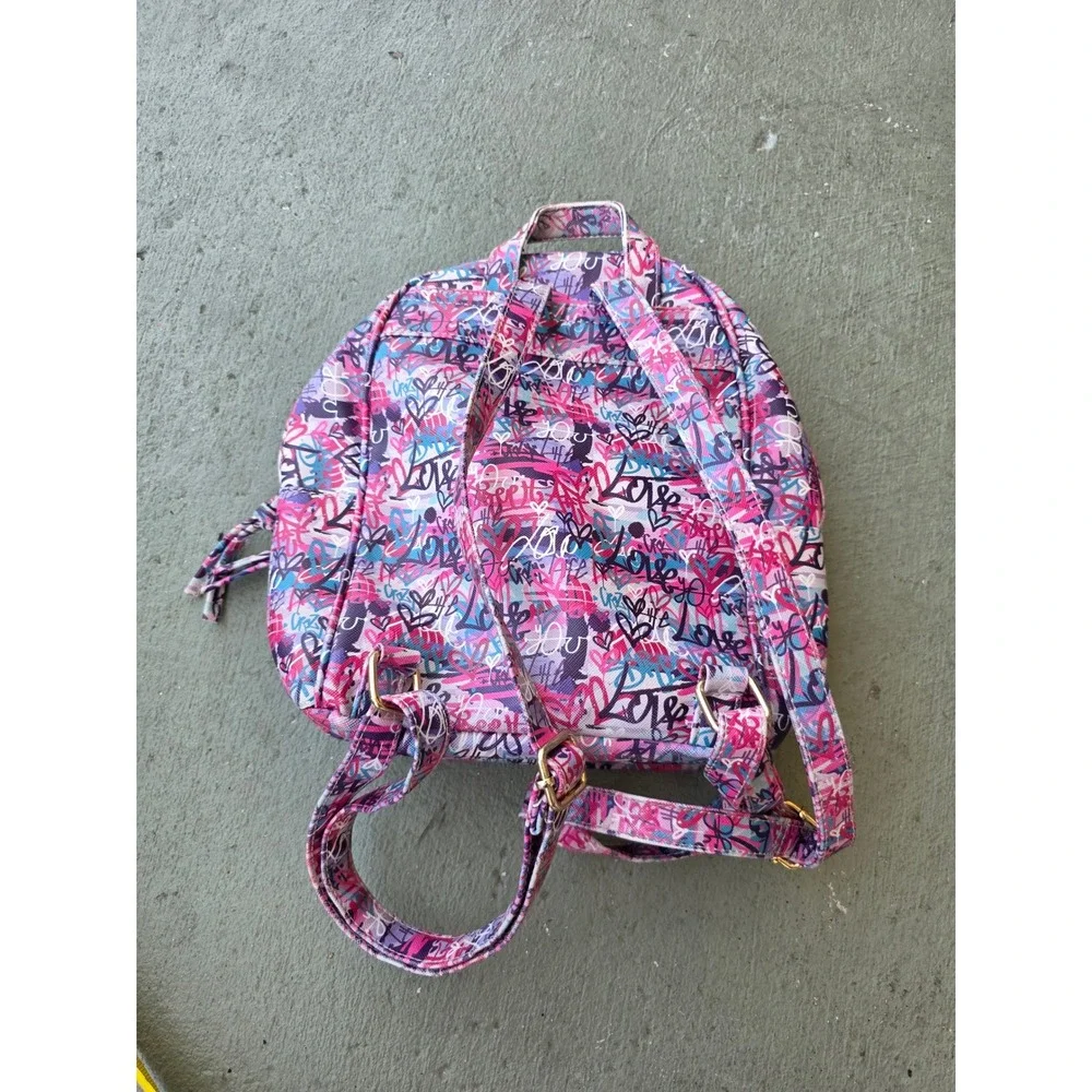 Under One Sky Graffiti Love Mini Backpack Pink Purple Street Art Heart Bag‎ D1